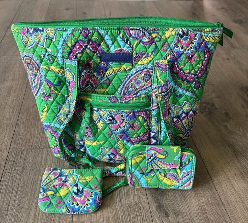 Emerald Green Vera Bradley Paisley Purse, Wallet, and Coin Purse Bundle